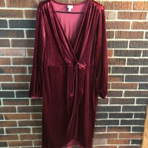 Suede Burgundy Maternity Dress